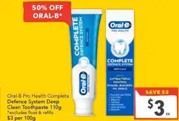 Supa Valu Oral-b pro health complete defence system deep clean toothpaste offer