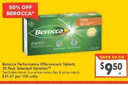 Supa Valu Berocca Performance Effervescent Tablets offer