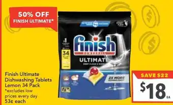 Supa Valu Finish ultimate dishwashing tablets lemon offer