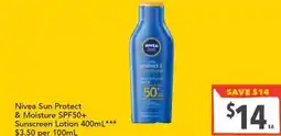 Supa Valu Nivea Sun Protect & Moisture SPF50+ Sunscreen Lotion offer