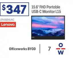 Officeworks FHD Portable USB-C Monitor L15 offer