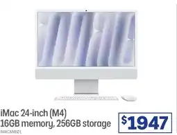 Officeworks iMac (M4) 16GB memory, 256GB storage $1947 16GB memory, 256GB storage $2097 16GB memory, 512GB storage $2498 offer