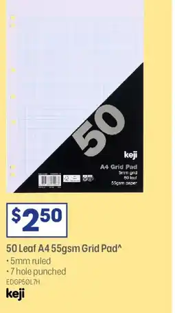 Officeworks 50 leaf a4 grid pad offer