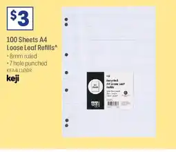 Officeworks 100 sheets a4 loose leaf refills offer