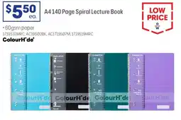 Officeworks A4 spiral lecture book offer