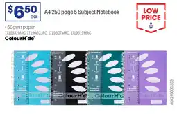 Officeworks A4 5 subject notebook offer