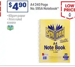 Officeworks A4 no. 595a notebook^ offer