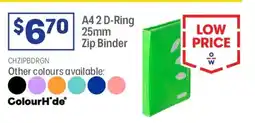 Officeworks A42 d-ring zip binder offer