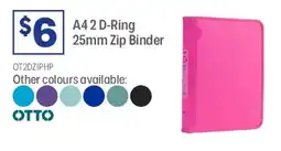 Officeworks A42 d-ring zip binder offer