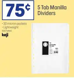 Officeworks 5 Tab Manilla Dividers offer