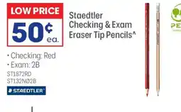 Officeworks Staedtler checking & exam eraser tip pencils offer