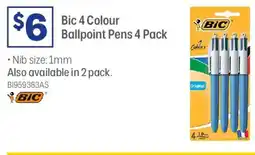 Officeworks Bic 4 colour ballpoint pens offer