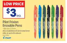 Officeworks Pilot frixion erasable pens offer