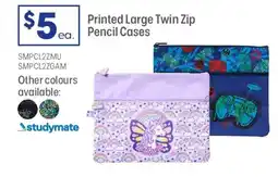 Officeworks Printed large twin zip pencil cases offer