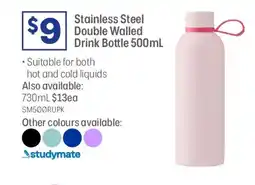 Officeworks Stainless steel double walled drink bottle offer