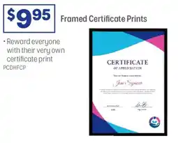 Officeworks Framed Certificate Prints offer
