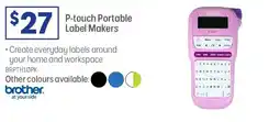 Officeworks Brother P-touch Label Maker Pink PT-H110 offer