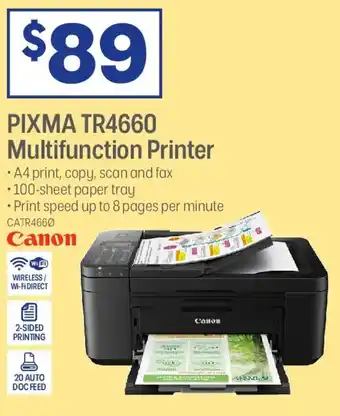 Officeworks Canon PIXMA TR4660 Multifunction Home Office Printer offer