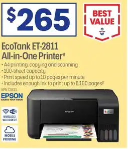 Officeworks Epson EcoTank ET-2811 All-In-One Printer offer