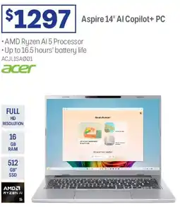 Officeworks Acer aspire copilot+ pc ryzen ai 5 offer