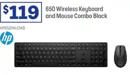 Officeworks Hp 650 wireless keyboard and mouse combo black offer