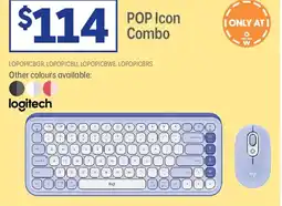 Officeworks Logitech pop icon keyboard/mouse combo lilac offer
