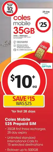 Coles Coles mobile 35GB offer