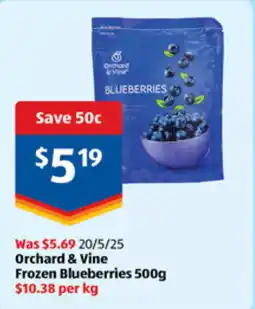 ALDI Orchard & vine frozen blueberries offer