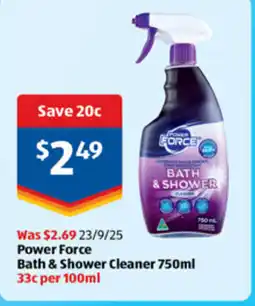 ALDI Power force bath & shower cleaner offer