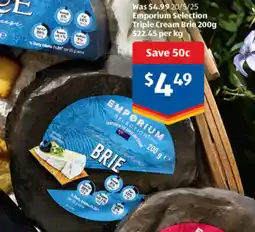ALDI Emporium selection triple cream brie offer