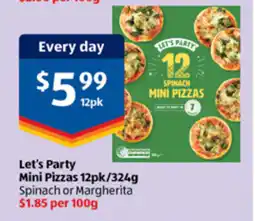 ALDI Let's party mini pizzas offer