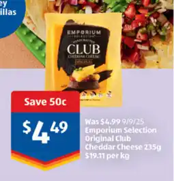 ALDI Emporium selection original club cheddar cheese offer