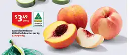 ALDI Australian yellow or white flesh peaches per kg offer