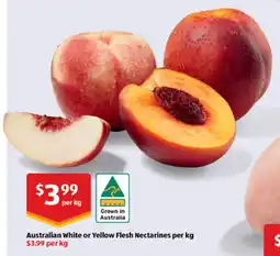 ALDI Australian white or yellow flesh nectarines per kg offer