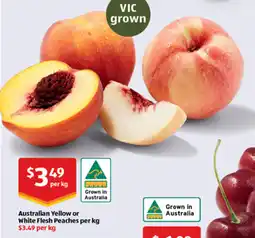 ALDI Australian yellow or white flesh peaches per kg offer
