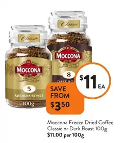 Foodworks Moccona freeze dried coffee classic or dark roast offer