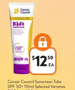Foodworks Cancer council sunscreen tube spf offer