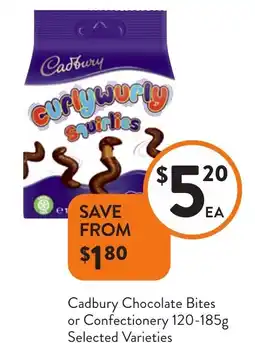 Foodworks Cadbury chocolate bites or confectionery offer