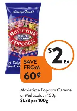 Foodworks Movietime popcorn caramel or multicolour offer