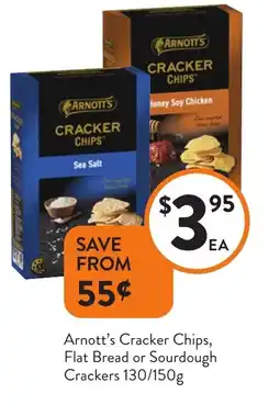 Foodworks Arnott's cracker chips, flat bread or sourdough crackers offer