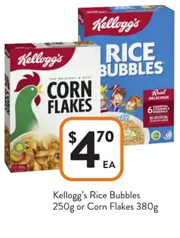 Foodworks Kellogg's rice bubbles or corn flakes offer