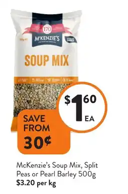 Foodworks Mckenzie's soup mix, split peas or pearl barley offer