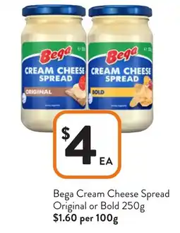 Foodworks Bega cream cheese spread original or bold offer