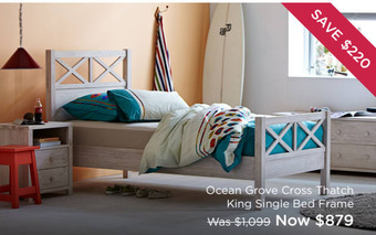 Ocean Grove Cross Thatch King Single Bed Frame