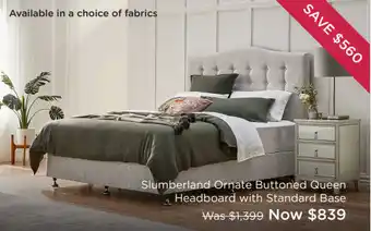 Snooze Slumberland Ornate Buttoned Queen Headboard With Standard Base offer