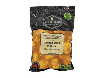 Foodland Our kitchen fully cooked buffalo or sweet thai chilli drumsticks or wing nibbles 1kg offer