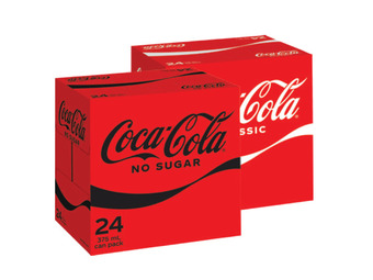 Coca-cola, diet coke or coke no sugar 24 x 375ml
