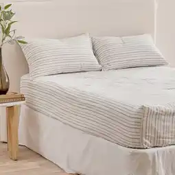 Pillow Talk Linen Cotton Stripe Fitted Sheet Separates by Habitat offer