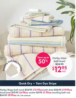 Pillow Talk Harley Stripe Towel Range offer
