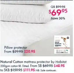Pillow Talk Natural Cotton Mattress Protector by Habitat offer